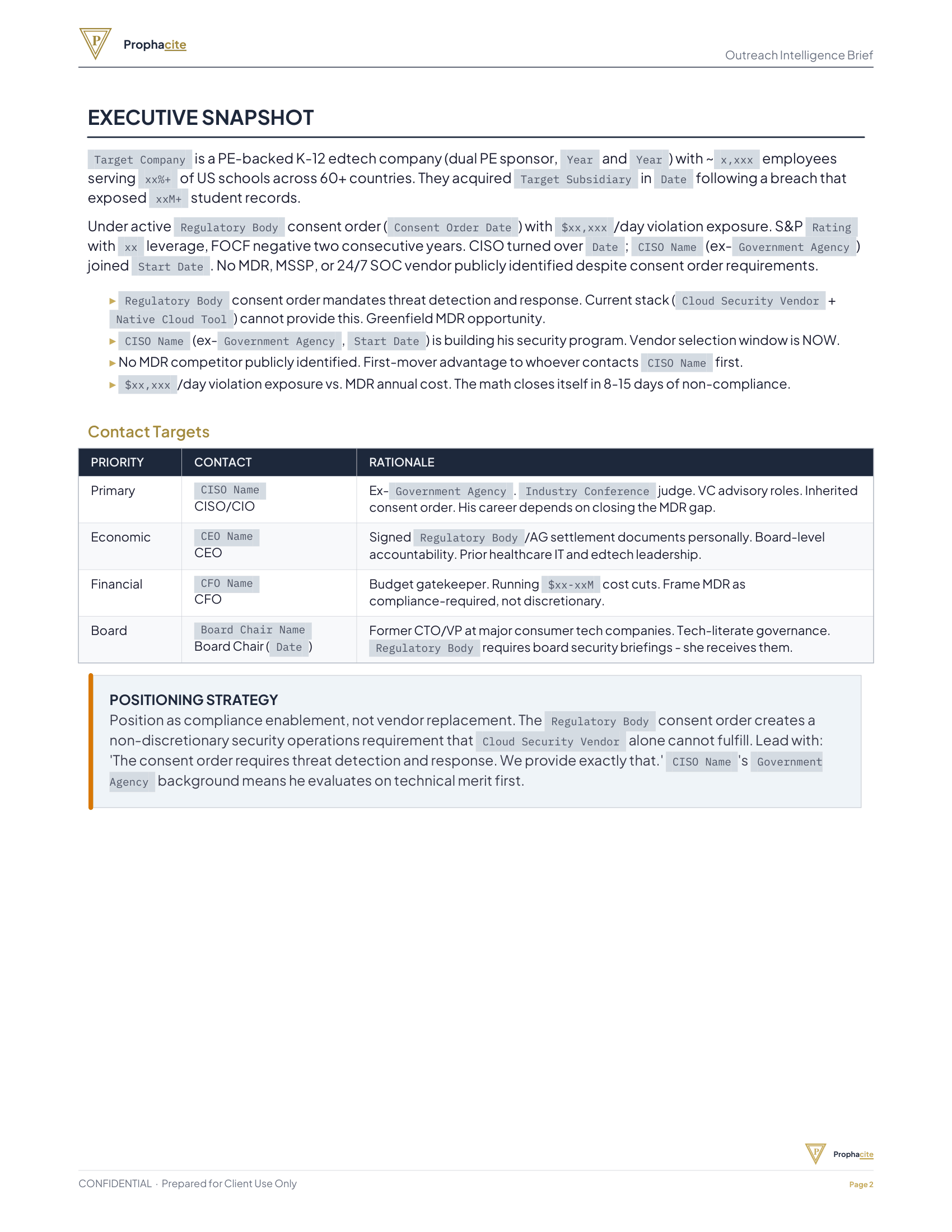 Redacted outreach brief sample PDF page 3 of 6